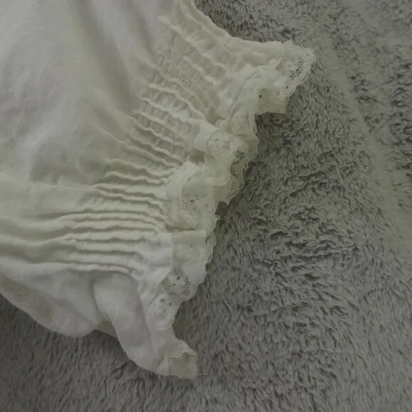 Sezane Blouse White Lace Trim Linen Frances Cottagecore - Picture 10 of 16